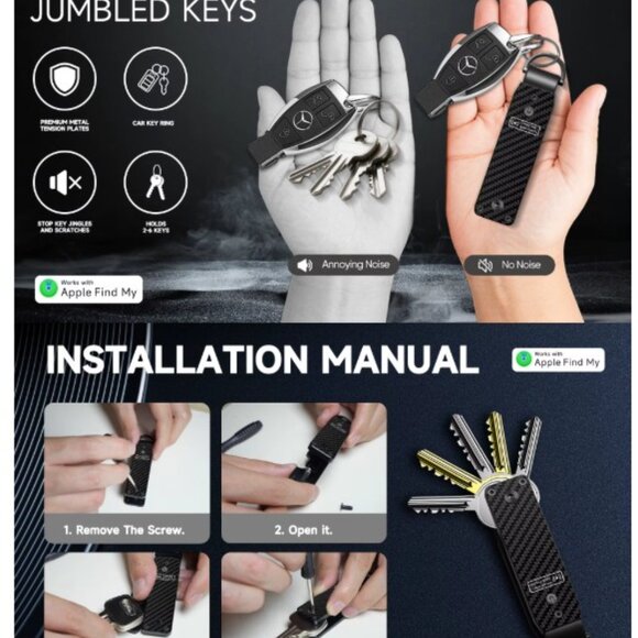 2025 Customized Forged Carbon Pattern Findmy Keychain Electronic Metal Key case - Picture 6 of 6